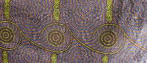 brown black and yellow green dot painting