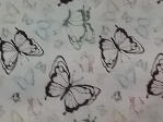 black green pink butterflies cream background