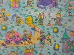 jesters, coaches, princesses, princes, dragon on aqua background