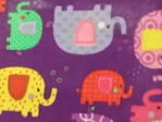 multi coloured elephants on purple background