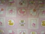 Pink Nursery Swatch baby fabric swatch with rubber duck