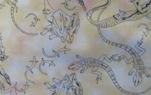 Frill Necked Lizard, Skinks, Goannas  100% Cotton Fabric