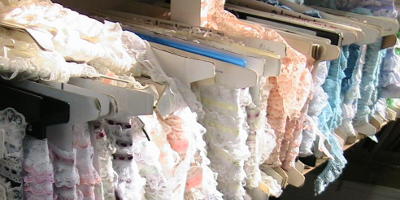 Wide variety of coloured, white and cream Laces including blue, pink and apricot Apricot, light bluye Lace