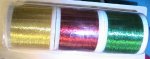 red, gold, green metallic thread